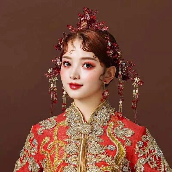 headpieces xiuhe clothing bridal headdress wedding chinese hair accessories phoenix crown luxury golden red hairpin, Silver
headpieces xiuhe clothing bridal headdress wedding chinese hair accessories phoenix crown luxury golden red hairpin, Silver