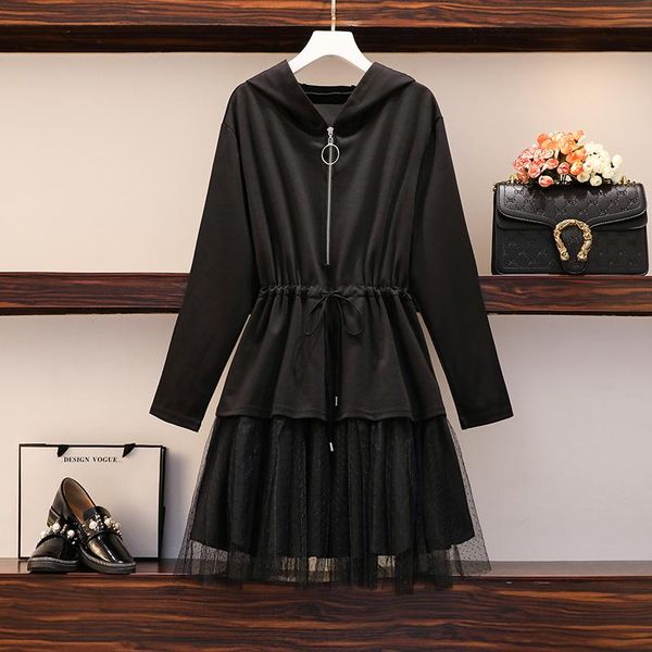 casual dresses 5xl plus size women vintage hooded black dress autumn winter 2021 long sleeve zipper mesh patchwork a line mini short, Black;gray
casual dresses 5xl plus size women vintage hooded black dress autumn winter 2021 long sleeve zipper mesh patchwork a line mini short, Black;gray