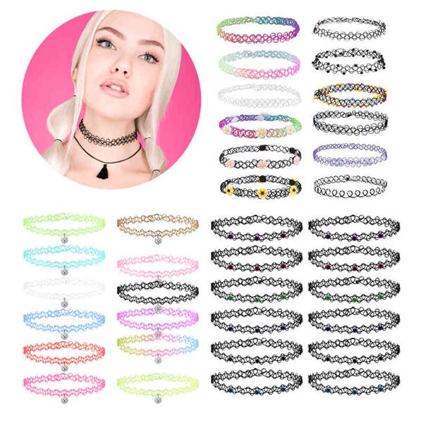 6/12pcs lace tattoo choker sets colorful flowers gothic vintage chain for women girls stretch necklace elastic, Silver
6/12pcs lace tattoo choker sets colorful flowers gothic vintage chain for women girls stretch necklace elastic, Silver