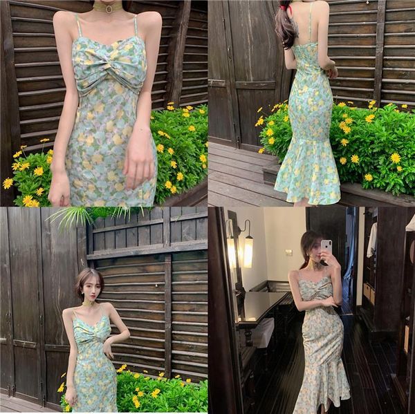 women trumpet v-neck spaghetti strap floral korean style beach vintage slim lady simple chic elegant boho vestidos, Black;gray
women trumpet v-neck spaghetti strap floral korean style beach vintage slim lady simple chic elegant boho vestidos, Black;gray