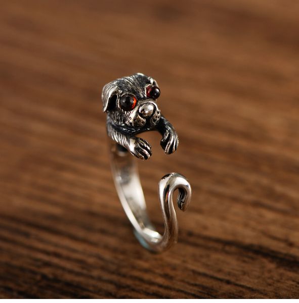 925 sterling silver trend small animal cute pet ring retro thai silver dog open ring
925 sterling silver trend small animal cute pet ring retro thai silver dog open ring