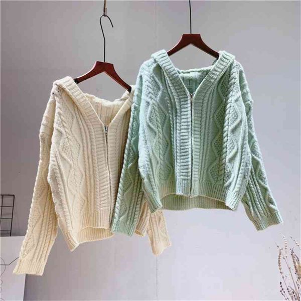women's sweaters core-spun yarn literary academy style geometric hooded solid color sweater jacket female autumn knitted cardigan, White;black
women's sweaters core-spun yarn literary academy style geometric hooded solid color sweater jacket female autumn knitted cardigan, White;black