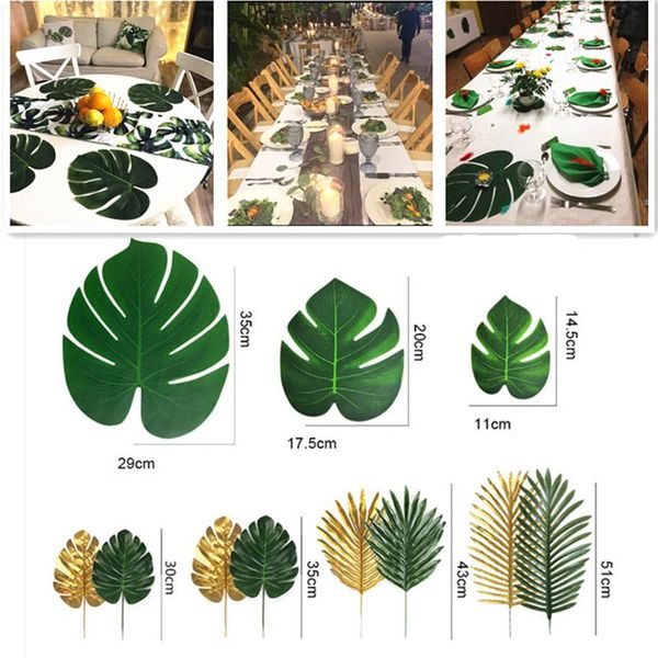 decorative flowers & wreaths fake monstera artificial plants tropical palm tree leaves hawaii luau wedding table decor home decoration acces