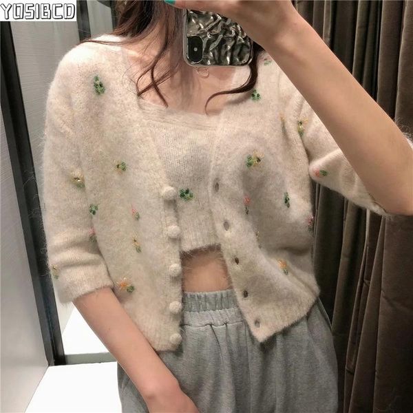 women's knits & tees yosibcd women 2021 fashion floral embroidered beaded knitted cardigan sweater vintage short sleeve female outerwea, White
women's knits & tees yosibcd women 2021 fashion floral embroidered beaded knitted cardigan sweater vintage short sleeve female outerwea, White