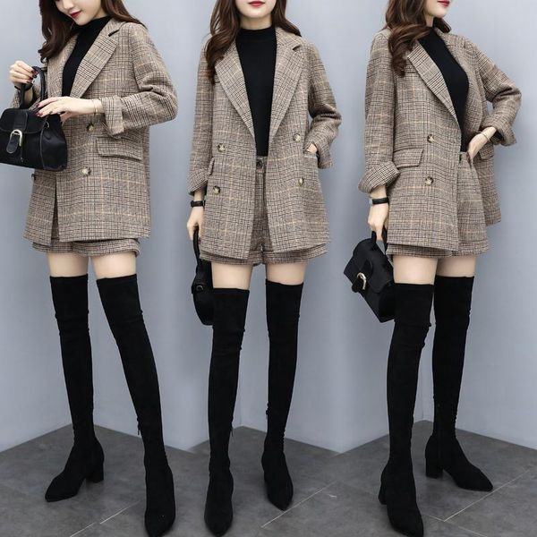 women's two piece pants fashion autumn women plaid blazers and jackets work office lady suit slim double breasted business female blaze, White
women's two piece pants fashion autumn women plaid blazers and jackets work office lady suit slim double breasted business female blaze, White
