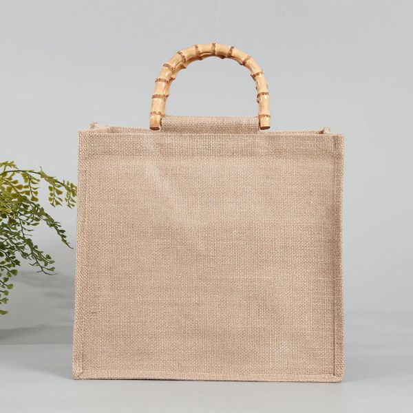 storage bags jute shopping bag old-fashioned bamboo handle portable shopper exquisite natural gift with waterproof film 
storage bags jute shopping bag old-fashioned bamboo handle portable shopper exquisite natural gift with waterproof film
