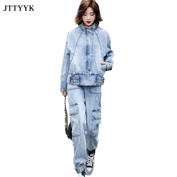 women's two piece pants 2021 casual jeans suit women denim pieces set long sleeve long tracksuit outfits high qualit plus size, White
women's two piece pants 2021 casual jeans suit women denim pieces set long sleeve long tracksuit outfits high qualit plus size, White