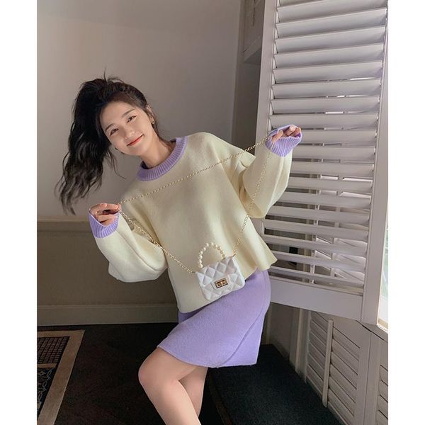 women's sweaters knitted sweater suit autumn leisure fashion skirt two-piece set, White;black
women's sweaters knitted sweater suit autumn leisure fashion skirt two-piece set, White;black