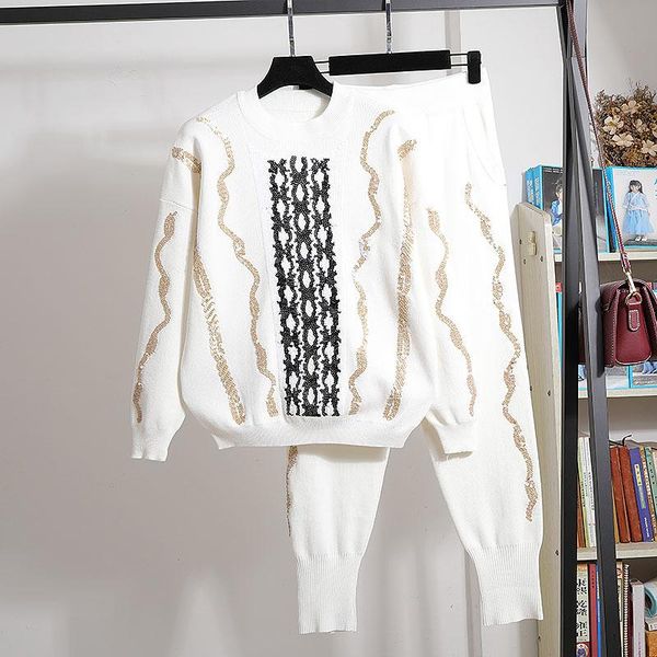women's two piece pants white black sequins knitted tracksuits women outfits fashion loose casual long sleeve sweater pencil set female
women's two piece pants white black sequins knitted tracksuits women outfits fashion loose casual long sleeve sweater pencil set female