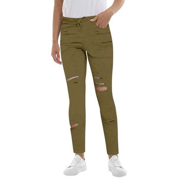 women's pants & capris frayed hole pencil elastic waist women's casual solid color string side ankle legs with pockets, Black;white
women's pants & capris frayed hole pencil elastic waist women's casual solid color string side ankle legs with pockets, Black;white