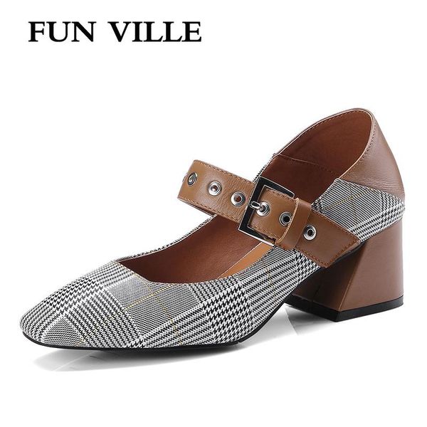 dress shoes fun ville 2021 spring fashion genuine leather pumps women's hoof heels elastic band square toe ladies 35-42, Black
dress shoes fun ville 2021 spring fashion genuine leather pumps women's hoof heels elastic band square toe ladies 35-42, Black