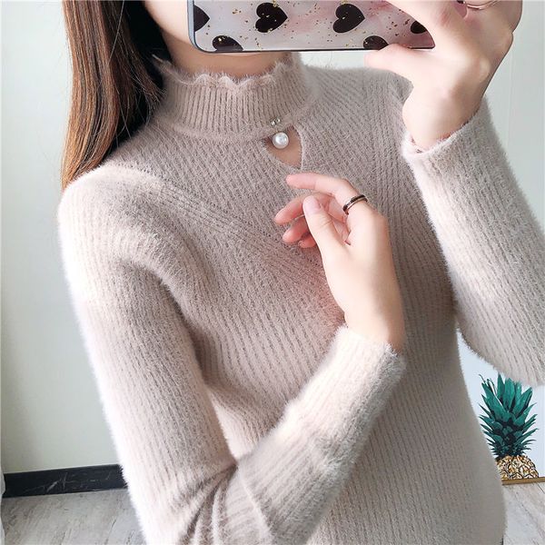 2021 new women autumn winter imitation mink cashmere pullovers sweaters female casual turtleneck soft warm jumper sweater l571wi6z, White;black
2021 new women autumn winter imitation mink cashmere pullovers sweaters female casual turtleneck soft warm jumper sweater l571wi6z, White;black