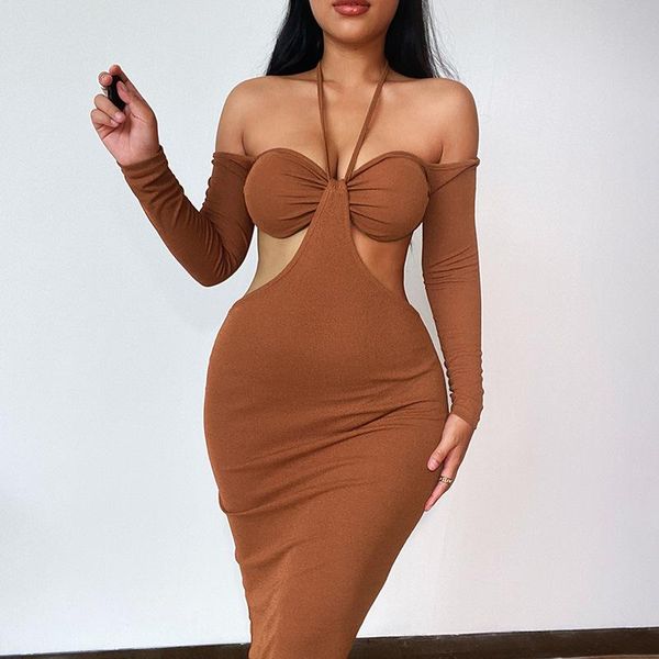 casual dresses women's medium solid halter slash neck long sleeves hollow out women skinny wrapping pencil dress autumn 2021, Black;gray
casual dresses women's medium solid halter slash neck long sleeves hollow out women skinny wrapping pencil dress autumn 2021, Black;gray