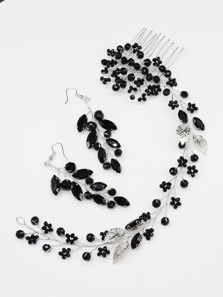 headpieces women black hair accessories earrings set rhinestone crystal headband bridal hairband exotic wedding comb fascinators, Silver
headpieces women black hair accessories earrings set rhinestone crystal headband bridal hairband exotic wedding comb fascinators, Silver