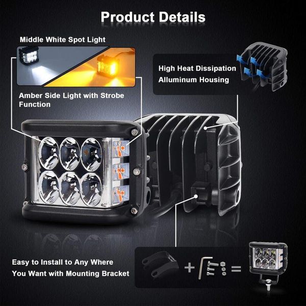 3.75" dual side shooter dual color strobe led pods for truck atv boat car gk99
3.75" dual side shooter dual color strobe led pods for truck atv boat car gk99
