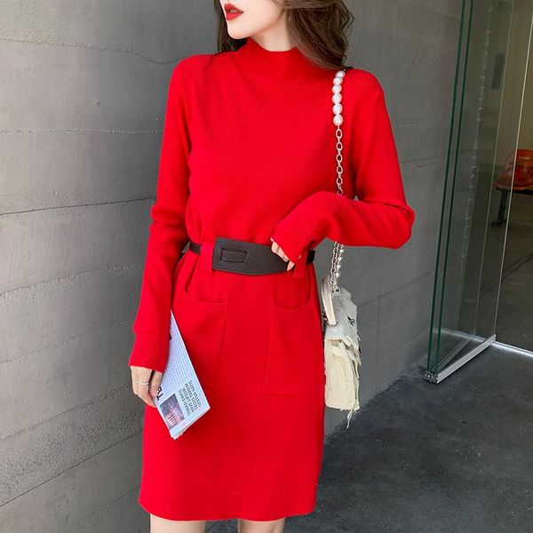 casual dresses stand collar knitting dress women autumn long sleeve solid high waist with belt loose bottom sweater pullover mini, Black;gray
casual dresses stand collar knitting dress women autumn long sleeve solid high waist with belt loose bottom sweater pullover mini, Black;gray
