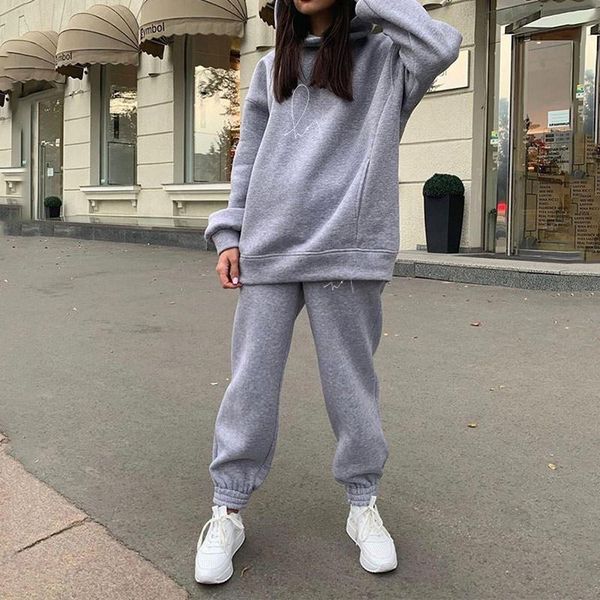 women's two piece pants set casual fleece tracksuit women winter 2021 sets oversized hooded long sleeve hoodie sport lady suit, White
women's two piece pants set casual fleece tracksuit women winter 2021 sets oversized hooded long sleeve hoodie sport lady suit, White