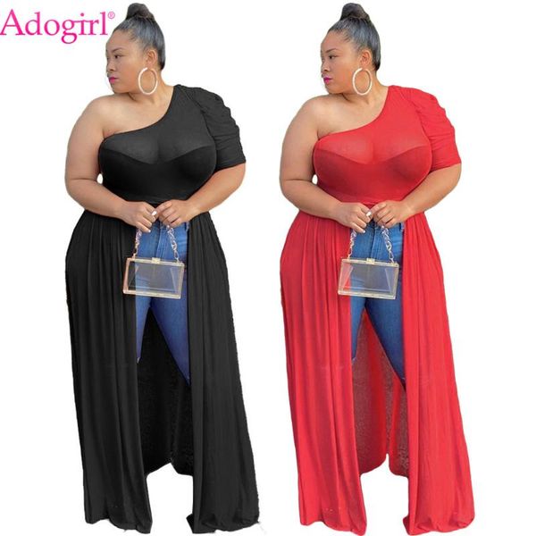 women's t-shirt adogirl sheer mesh patchwork plus size dress xl-5xl fashion one shoulder female casual stacked sleeve long, White
women's t-shirt adogirl sheer mesh patchwork plus size dress xl-5xl fashion one shoulder female casual stacked sleeve long, White