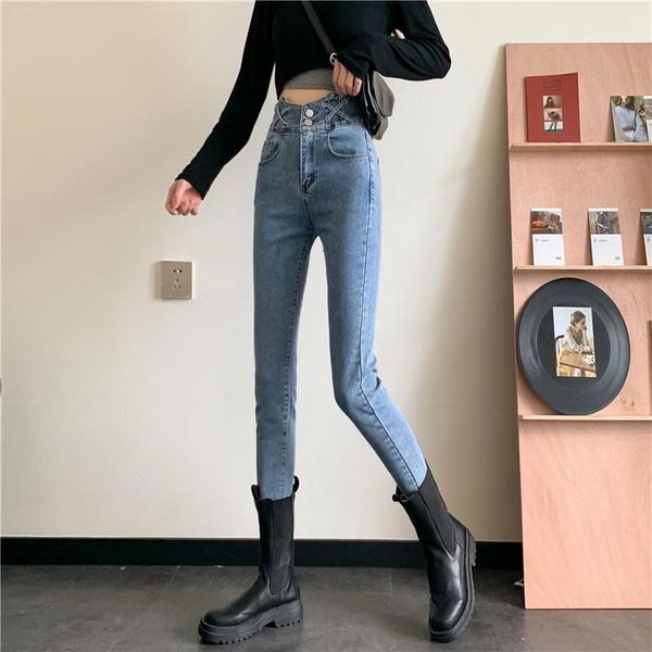 women's jeans spring and autumn 2021 chic hong kong style pants high waist slim fit versatile tight pencil trend, Blue
women's jeans spring and autumn 2021 chic hong kong style pants high waist slim fit versatile tight pencil trend, Blue