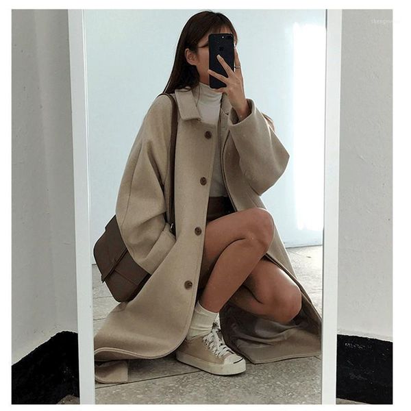women's wool & blends korean version 2021ins first love autumn and winter long plus cotton thick single-button coat hair son female stu, Black
women's wool & blends korean version 2021ins first love autumn and winter long plus cotton thick single-button coat hair son female stu, Black