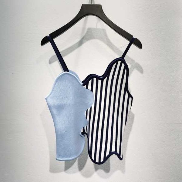 women's tanks & camis exclusive first spring and summer color matching stripes stitching irregular knitwear short vest top, White
women's tanks & camis exclusive first spring and summer color matching stripes stitching irregular knitwear short vest top, White