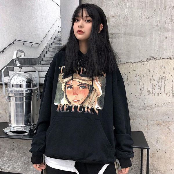 women's hoodies & sweatshirts 2021 autumn and winter korean version plus fleece loose mid-length blouse trendy portrait hoodie, Black
women's hoodies & sweatshirts 2021 autumn and winter korean version plus fleece loose mid-length blouse trendy portrait hoodie, Black
