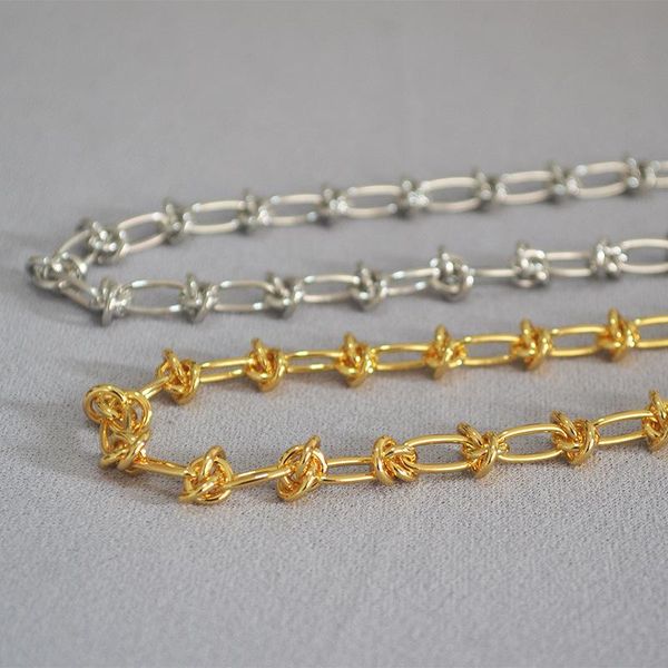 chains modern rope knot brass 18k gold-plated chain necklace for women female men cold temperament simple hip-hop fashion jewelry, Silver
chains modern rope knot brass 18k gold-plated chain necklace for women female men cold temperament simple hip-hop fashion jewelry, Silver