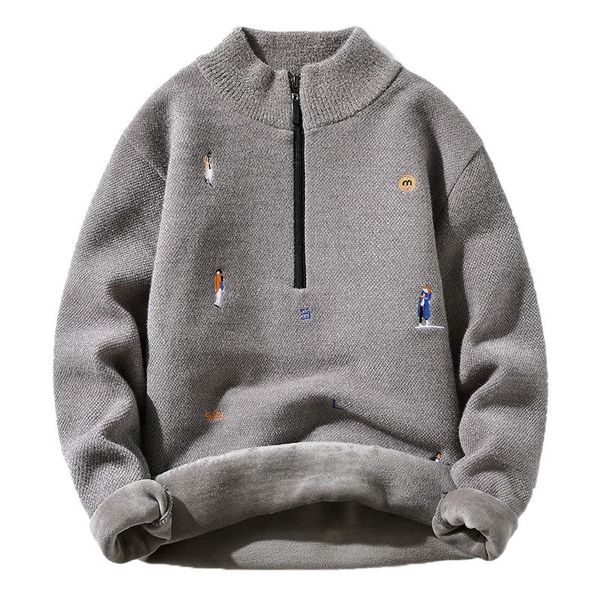 men's sweaters velvet half pull down coat men 2021 autumn winter sweater warm coats drop knitwear cardigans, White;black
men's sweaters velvet half pull down coat men 2021 autumn winter sweater warm coats drop knitwear cardigans, White;black