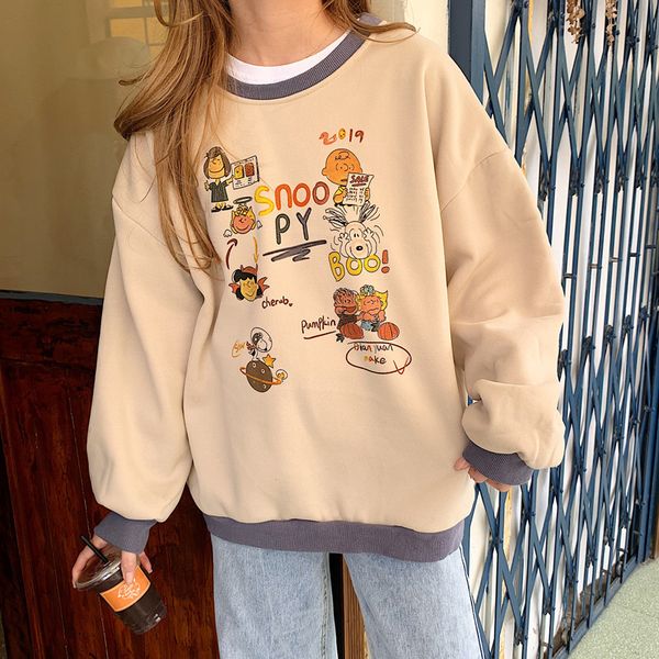 2021 new fashion women oversized vintage hoodies thicken sweatshirts harajuku cartoon dog pullover hoodie for winter 4w5o, Black 
2021 new fashion women oversized vintage hoodies thicken sweatshirts harajuku cartoon dog pullover hoodie for winter 4w5o, Black