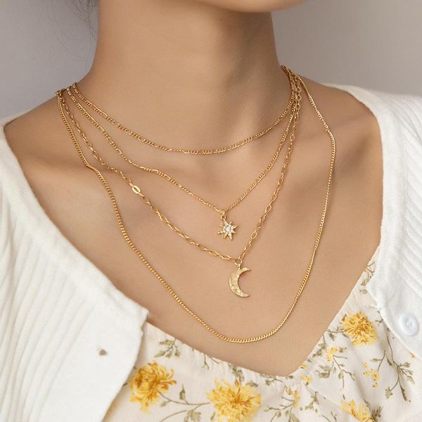pendant necklaces sunflower moon necklace gold geometric multi-layer statement for women hip hop jewelry, Silver
pendant necklaces sunflower moon necklace gold geometric multi-layer statement for women hip hop jewelry, Silver