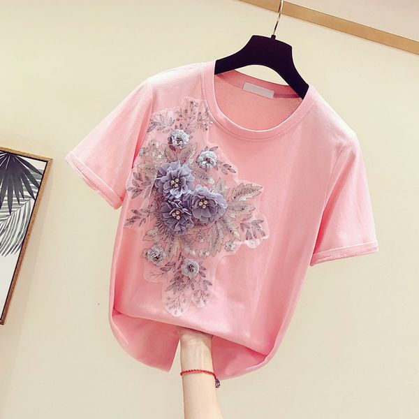 women t shirt new summer flower handmade beading flower short-sleeved short round height t-shirt women's teeth casual women's t-sh, White
women t shirt new summer flower handmade beading flower short-sleeved short round height t-shirt women's teeth casual women's t-sh, White