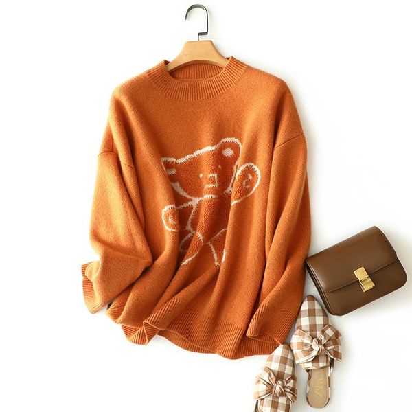 women's sweaters shuchan 100% cashmere sweater women flocking o-neck thick animal bear pattern winter for fall loose-fitting, White;black
women's sweaters shuchan 100% cashmere sweater women flocking o-neck thick animal bear pattern winter for fall loose-fitting, White;black