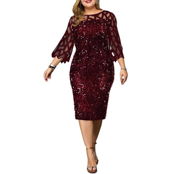 casual elegant dress women o neck 3/4 sleeve sheer patchwork shiny sequins bodycon party knee-length dress y1006, Black;gray
casual elegant dress women o neck 3/4 sleeve sheer patchwork shiny sequins bodycon party knee-length dress y1006, Black;gray