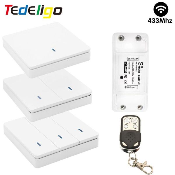 smart home control 433mhz wireless switch light push button wall panel with clone remote 220v 10a relay receiver lamp fan
smart home control 433mhz wireless switch light push button wall panel with clone remote 220v 10a relay receiver lamp fan