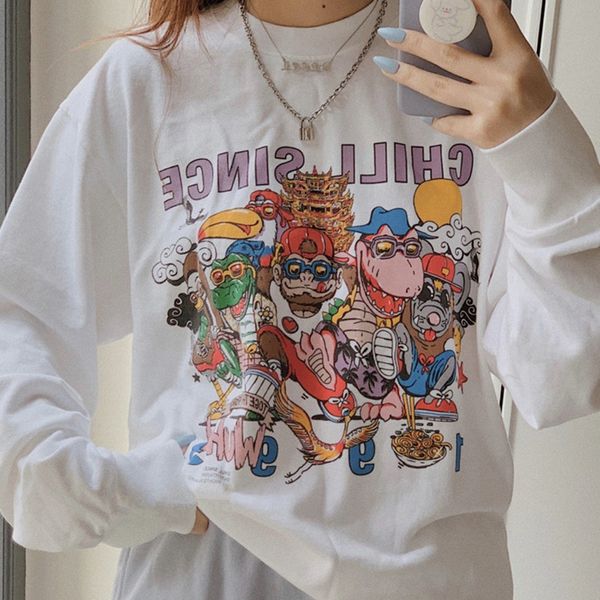 2021 new cartoon print women cotton hoodie fashion chic all-match long sleeve autumn sweatshirt female casual white hoodies z4rl, Black
2021 new cartoon print women cotton hoodie fashion chic all-match long sleeve autumn sweatshirt female casual white hoodies z4rl, Black