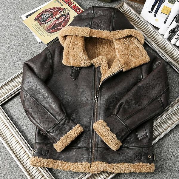 men's leather & faux 2021 fashion hooded winter sheepskin jacket men plus size detachable hat wool fur shearling thick warm genuine coa, Black
men's leather & faux 2021 fashion hooded winter sheepskin jacket men plus size detachable hat wool fur shearling thick warm genuine coa, Black