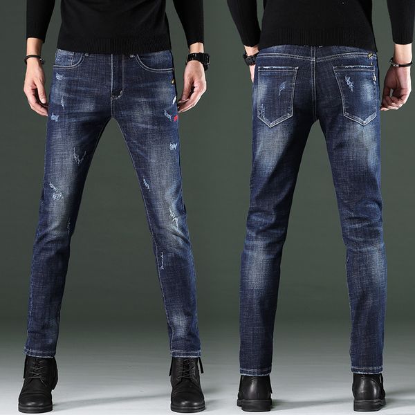 jeans autumn men's slim business small feet elastic long pants korean fashion brand, Blue
jeans autumn men's slim business small feet elastic long pants korean fashion brand, Blue