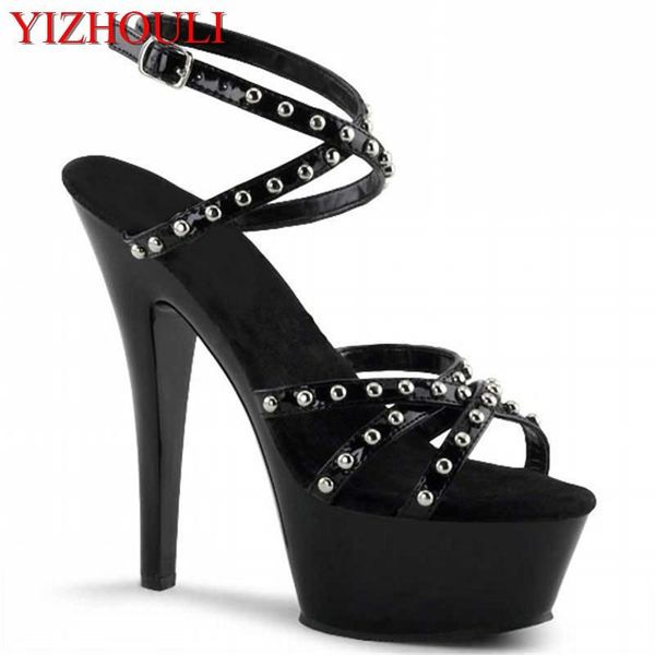 sandals fashionable black rivet 15 cm high heels, platform pole dance/performance/banquet wedding
sandals fashionable black rivet 15 cm high heels, platform pole dance/performance/banquet wedding