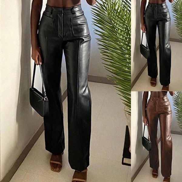 women's pants & capris straight trousers women faux leather autumn elegant high waist lady slim vintage leisure streetwear, Black;white
women's pants & capris straight trousers women faux leather autumn elegant high waist lady slim vintage leisure streetwear, Black;white