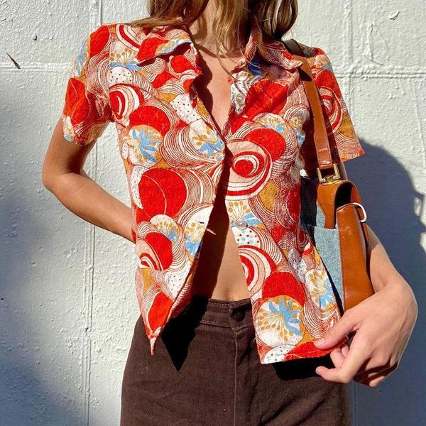women's t-shirt summer loose and casual women\u2021s personality printing cardigan fashion short sleeve lapel single-breasted shirt, White
women's t-shirt summer loose and casual women\u2021s personality printing cardigan fashion short sleeve lapel single-breasted shirt, White