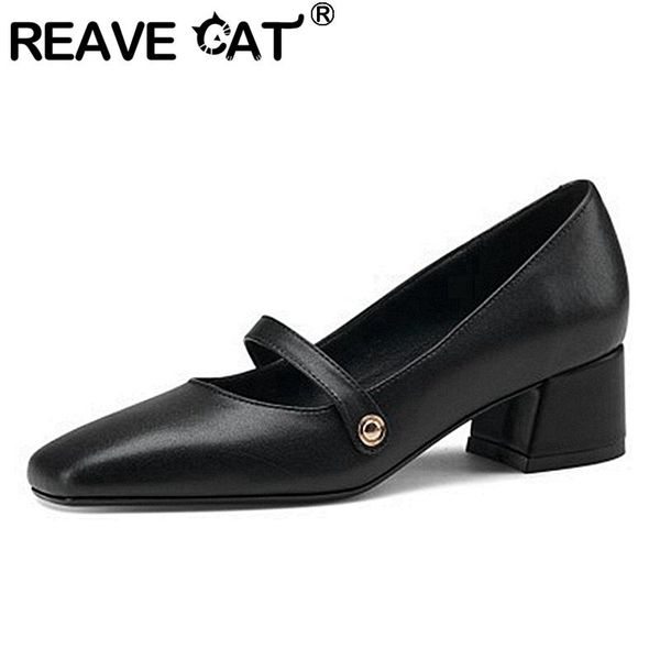reave cat new 2021 women pumps square toe 4.3cm block heels genuine leather buckle classic comfy breathable big size 43 a3778, Black
reave cat new 2021 women pumps square toe 4.3cm block heels genuine leather buckle classic comfy breathable big size 43 a3778, Black