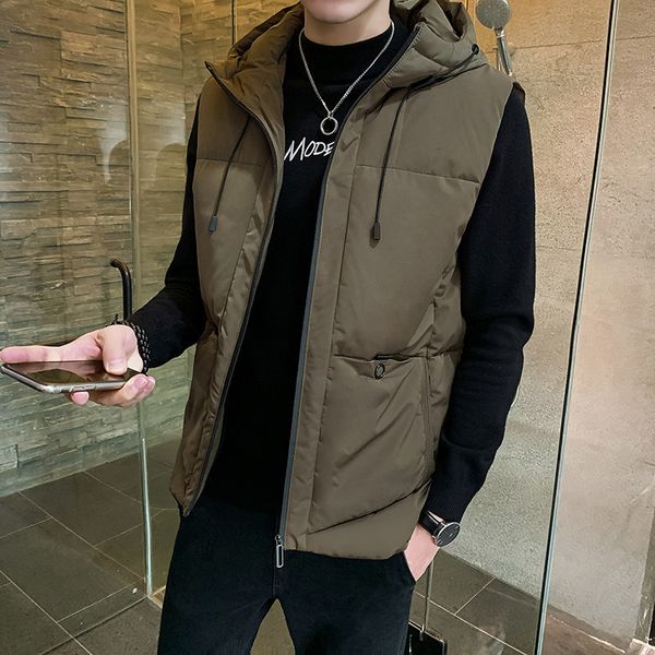 men's coat new leisure trend handsome winter down cotton hooded vest thickened warm shoulder, Black;white
men's coat new leisure trend handsome winter down cotton hooded vest thickened warm shoulder, Black;white