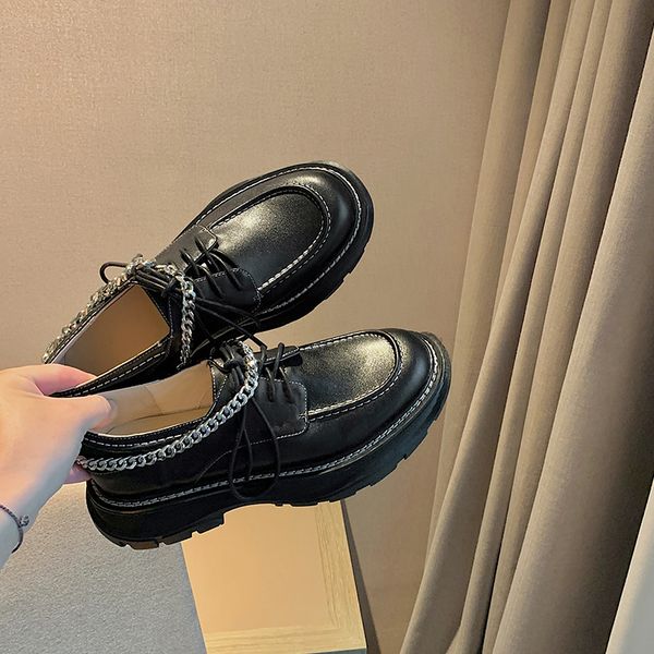 metal decoration lace-up shoes woman vintage soft sister girl high heels platform genuine leather working shoes for women 2021, Black
metal decoration lace-up shoes woman vintage soft sister girl high heels platform genuine leather working shoes for women 2021, Black