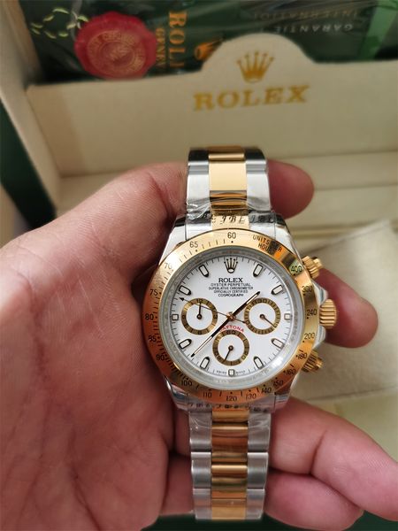 with original box luxury watches 17 style yellow gold & steel bracelet new 40mm automatic fashion brand men's watch chronograph wristwa, Slivery;brown
with original box luxury watches 17 style yellow gold & steel bracelet new 40mm automatic fashion brand men's watch chronograph wristwa, Slivery;brown