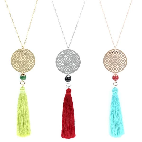 pendant necklaces creative personality round geometric pattern necklace tassel ladies long sweater chain handmade, Silver
pendant necklaces creative personality round geometric pattern necklace tassel ladies long sweater chain handmade, Silver
