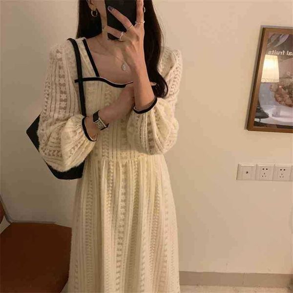 retro elegance french chic loose vestidos elegant square collar high waist women all match long dresses 210525, Black;gray
retro elegance french chic loose vestidos elegant square collar high waist women all match long dresses 210525, Black;gray