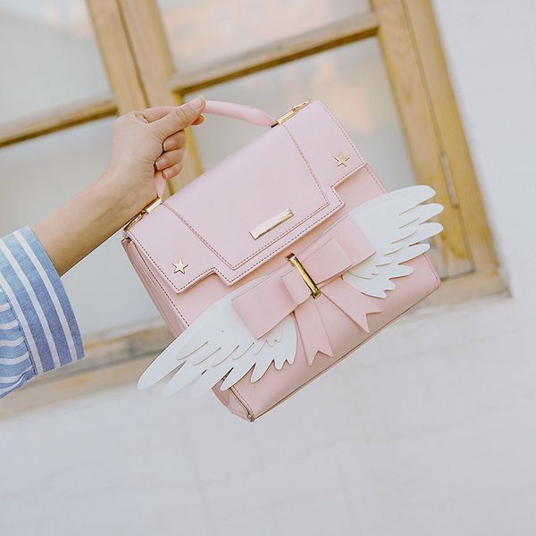 backpack cute pink soft girl one shoulder messenger bag magic card cherry wings handbag personality versatile women's, Black;red
backpack cute pink soft girl one shoulder messenger bag magic card cherry wings handbag personality versatile women's, Black;red