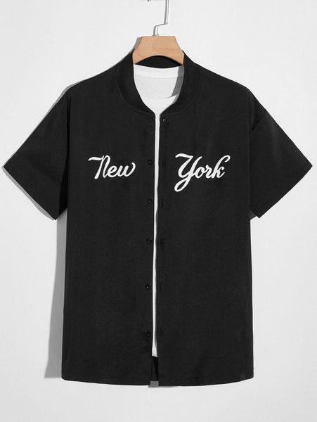 men letter graphic button front shirt without tee x7uz#, White;black
men letter graphic button front shirt without tee x7uz#, White;black