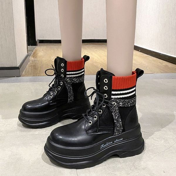 2022 new fashion sequins leather womens ankle lace-up motorcycle boots chunky winter autumn boots shoes woman botas mujer, Black
2022 new fashion sequins leather womens ankle lace-up motorcycle boots chunky winter autumn boots shoes woman botas mujer, Black