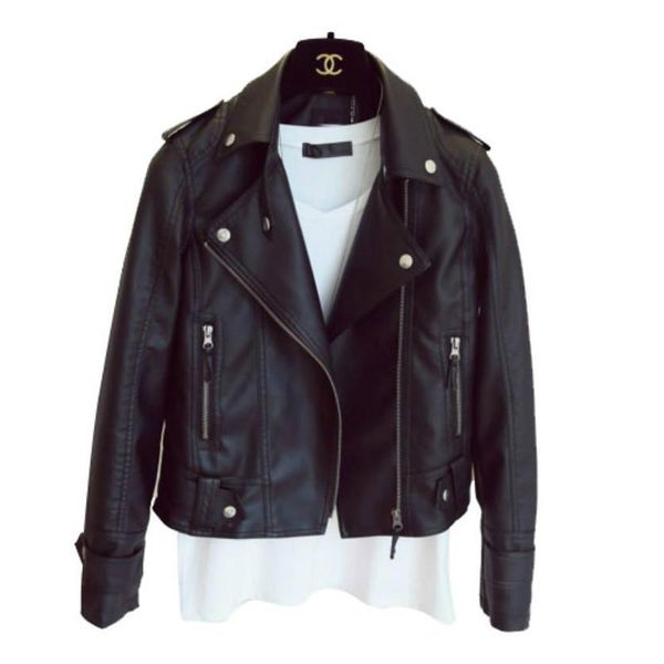 women's leather & faux 2021 spring autumn outwear women slim biker moto style short jacket lady zipper turn-down collar pu coats clothe, Black
women's leather & faux 2021 spring autumn outwear women slim biker moto style short jacket lady zipper turn-down collar pu coats clothe, Black